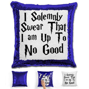 I Solemnly Swear Magic Sequin Pillow Pillow GLAM Blue 