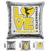 Personalized LOVE Gymnastics Magic Sequin Pillow Pillow GLAM Yellow 