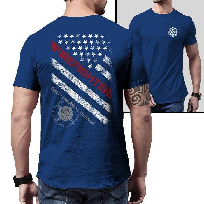 American Firefighter Duty Honor Courage Premium Tee T-Shirts CustomCat Royal X-Small 