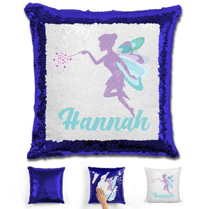 Fairy Personalized Magic Sequin Pillow Pillow GLAM Blue 