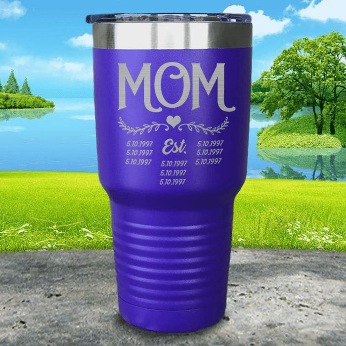 Mom Est (CUSTOM) Engraved Tumblers Tumbler ZLAZER 30oz Tumbler Royal Purple 