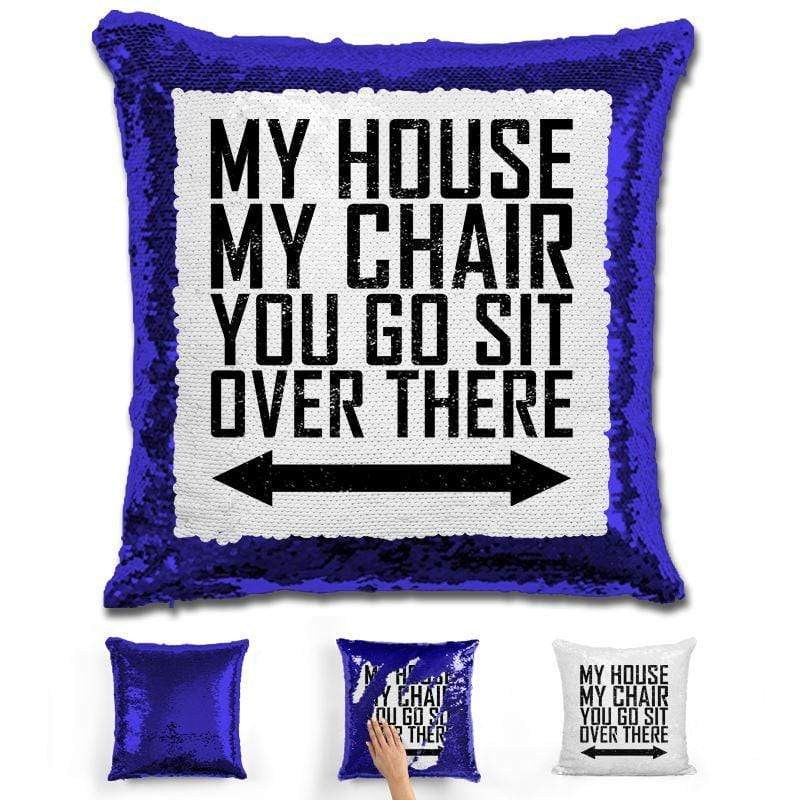 You Go Sit Over There Flip Sequin Pillow Pillow GLAM Blue 