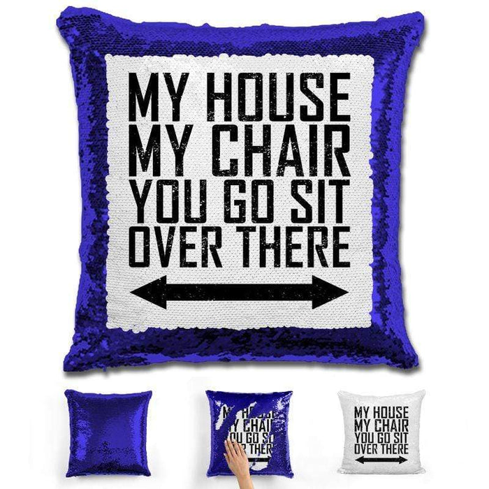 You Go Sit Over There Flip Sequin Pillow Pillow GLAM Blue 