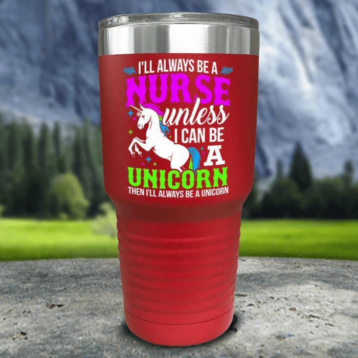 Nurse Unicorn Color Printed Tumblers Tumbler ZLAZER 30oz Tumbler Red 