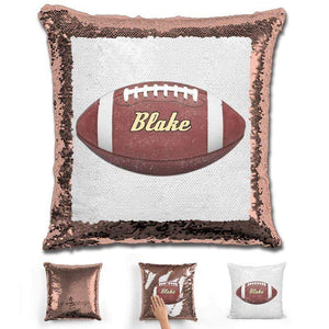 Football Personalized Magic Sequin Pillow Pillow GLAM Rose Gold 