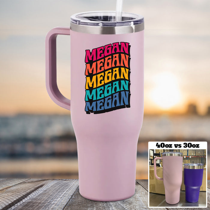 NEW 40oz Retro Style Name Personalized Color Printed Tumbler