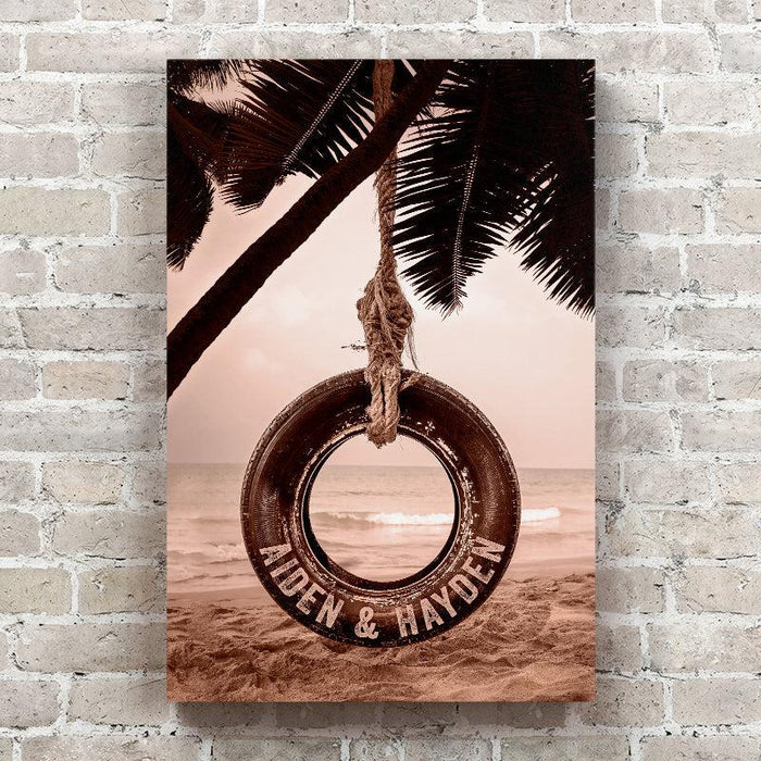 Tire Swing - Personalized Canvas Wall Art for Couples