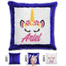 Unicorn Personalized Magic Sequin Pillow Pillow GLAM Blue 