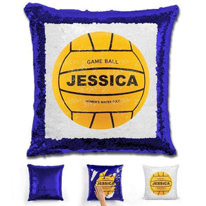 Water Polo Personalized Magic Sequin Pillow Pillow GLAM Blue 