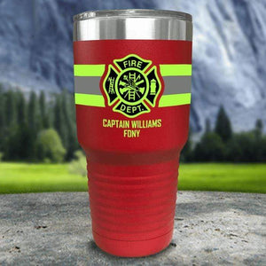 Personalized Firefighter FULL Wrap Color Printed Tumblers Tumbler Nocturnal Coatings 30oz Tumbler Red 