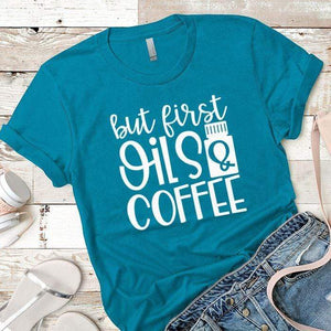 Oils And Coffee Premium Tees T-Shirts CustomCat Turquoise X-Small 