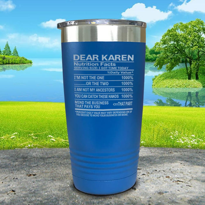 Dear Karen Nutrition Facts Engraved Tumbler