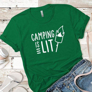 Camping Is Lit Premium Tees T-Shirts CustomCat Kelly Green X-Small 