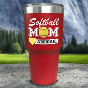 Personalized Softball Mom Color Printed Tumblers Tumbler Nocturnal Coatings 30oz Tumbler Red 