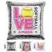 Personalized LOVE Softball Magic Sequin Pillow Pillow GLAM Silver Pink 