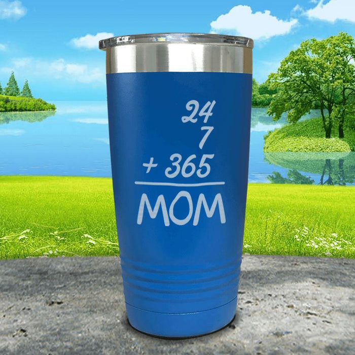 24/7 Mom Engraved Tumblers Tumbler ZLAZER 20oz Tumbler Blue 