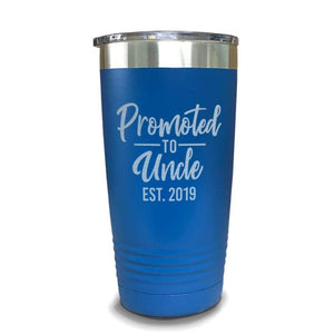 Promoted To Uncle (CUSTOM) With Date Engraved Tumblers Engraved Tumbler ZLAZER 20oz Tumbler Lemon Blue 