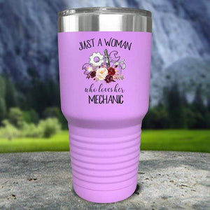 Just A Woman Who Loves Her Mechanic Color Printed Tumblers Tumbler Nocturnal Coatings 30oz Tumbler Lavender 
