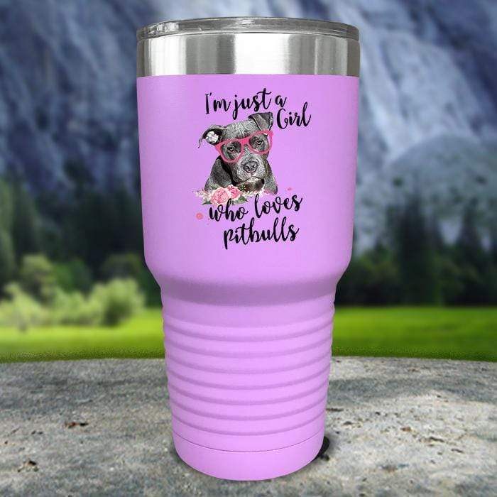 Just A Girl Who Loves PitBulls Color Printed Tumblers Tumbler ZLAZER 30oz Tumbler Lavender 