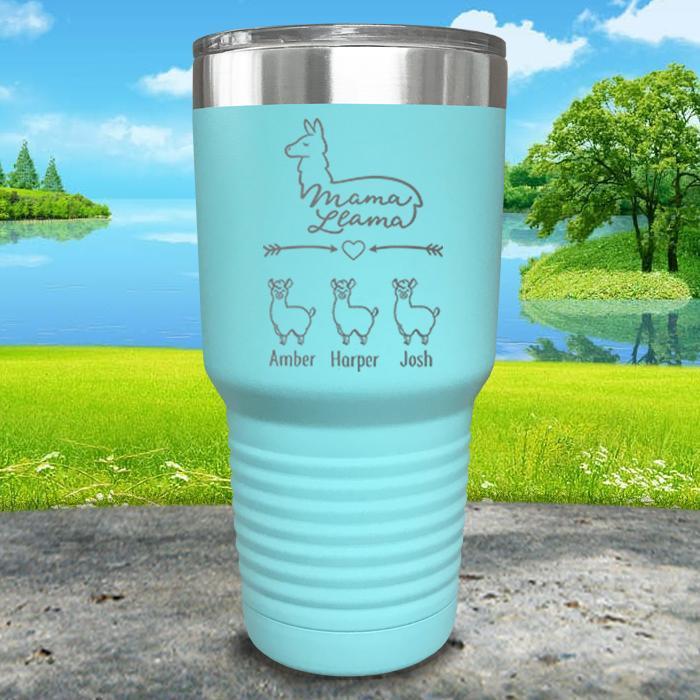 Mama Llama (CUSTOM) With Child's Name Engraved Tumblers Tumbler ZLAZER 30oz Tumbler Mint 