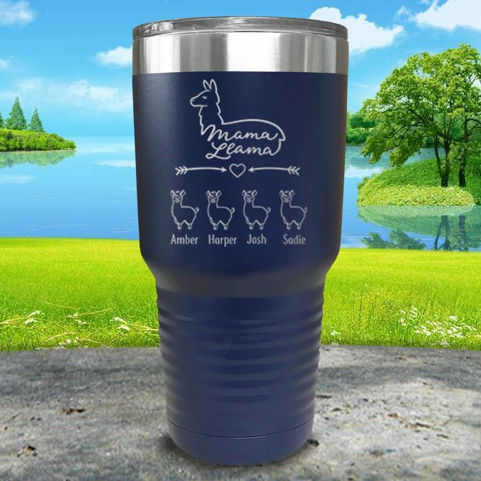 Mama Llama (CUSTOM) With Child's Name Engraved Tumblers Tumbler ZLAZER 30oz Tumbler Navy 