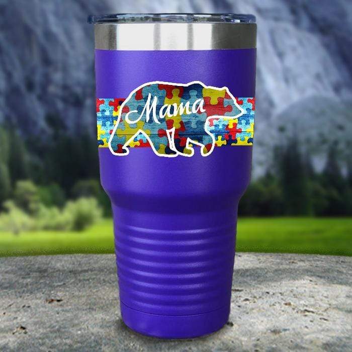 Personalized Autism Bear FULL Wrap Color Printed Tumblers Tumbler ZLAZER 