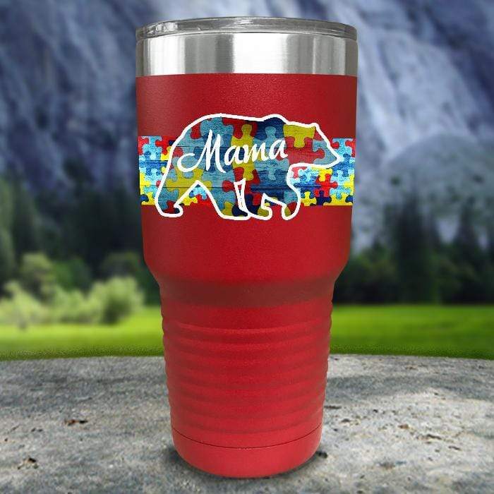 Personalized Autism Bear FULL Wrap Color Printed Tumblers Tumbler ZLAZER 