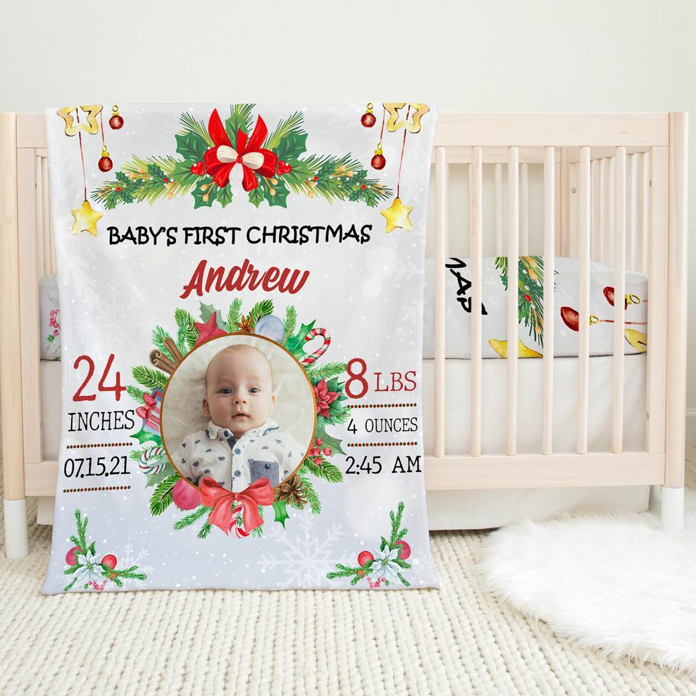 Personalized Baby Blanket - Baby's First Christmas