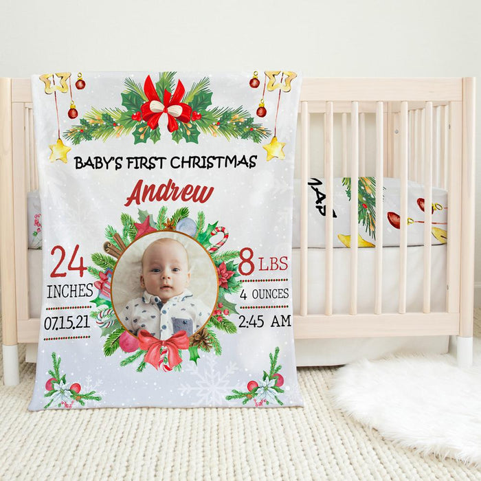 Personalized Baby Blanket - Baby's First Christmas