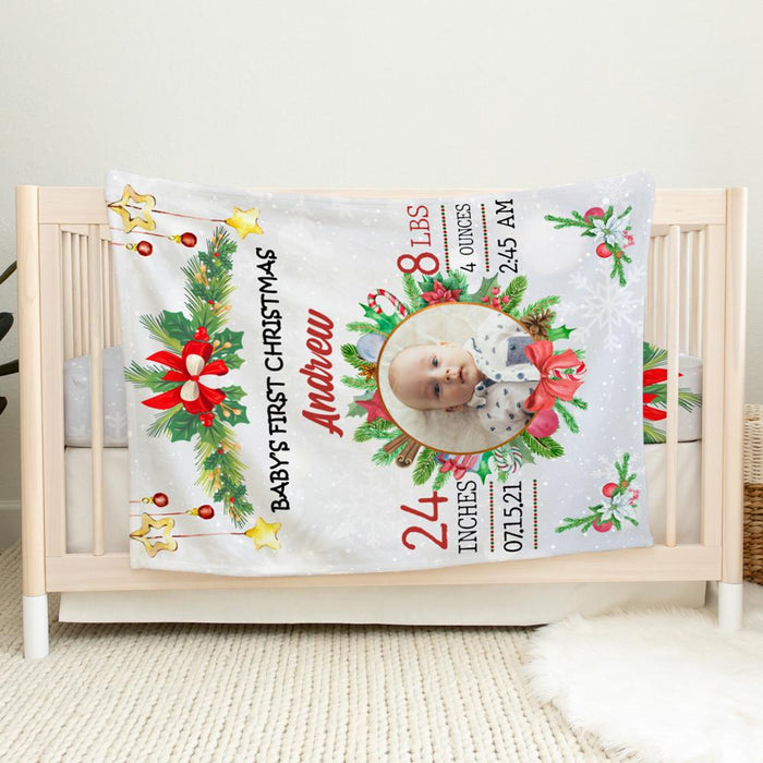 Personalized Baby Blanket - Baby's First Christmas