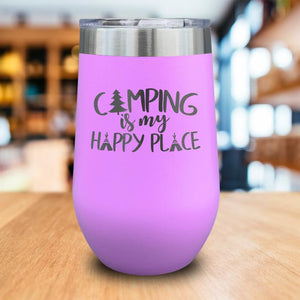 Camping Is My Happy Place 2 Engraved Wine Tumbler