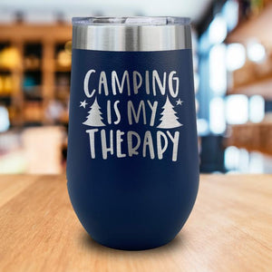 Camping Is My Therapy Engraved Wine Tumbler