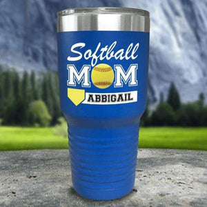 Personalized Softball Mom Color Printed Tumblers Tumbler Nocturnal Coatings 30oz Tumbler Blue 