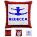 Competitive Cheerleader Personalized Magic Sequin Pillow Pillow GLAM Red Dark Blue 