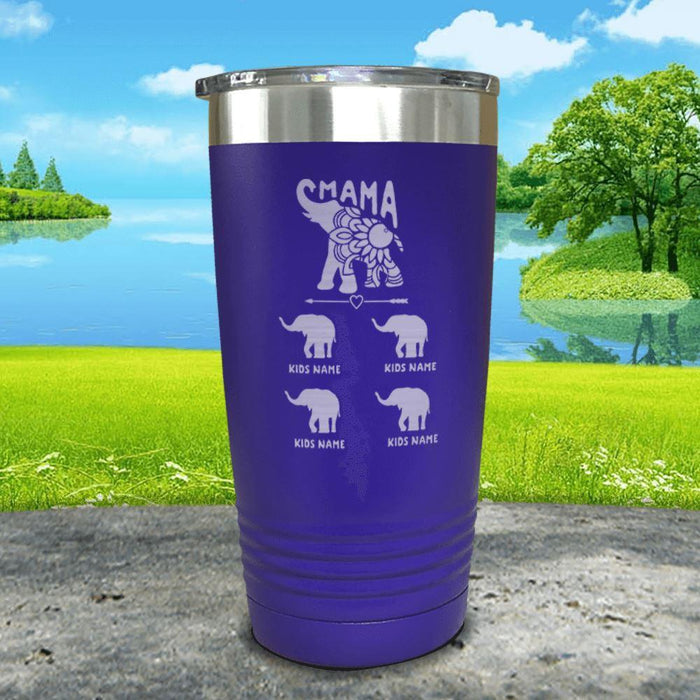 Elephant Mama (CUSTOM) With Child's Name Engraved Tumblers Tumbler ZLAZER 20oz Tumbler Royal Purple 