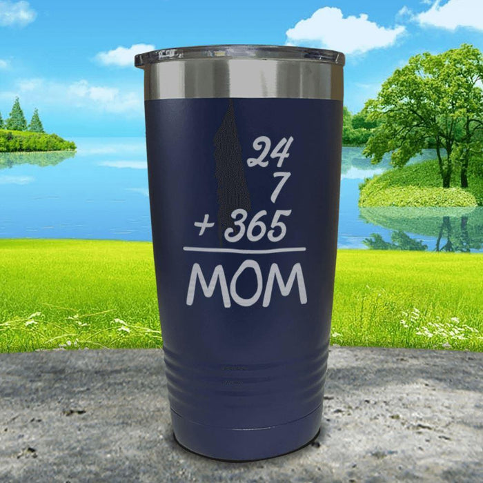 24/7 Mom Engraved Tumblers Tumbler ZLAZER 20oz Tumbler Navy 