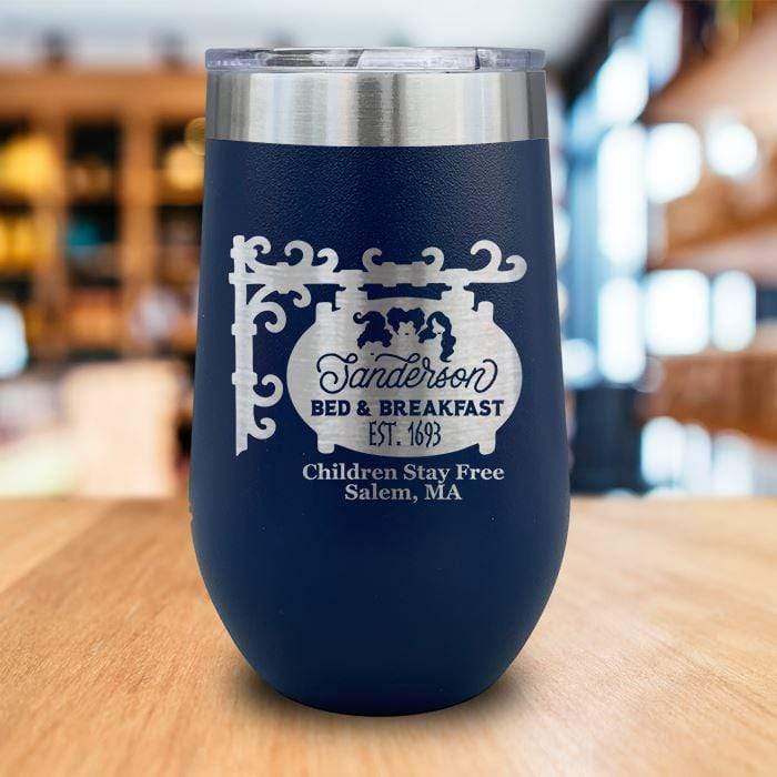 Sanderson Bed Breakfast Engraved Wine Tumbler LemonsAreBlue 16oz Wine Tumbler Navy 