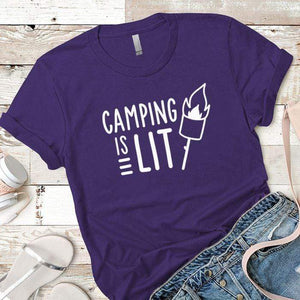 Camping Is Lit Premium Tees T-Shirts CustomCat Purple Rush/ X-Small 