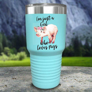 A Girl Who Loves Pigs Color Printed Tumblers Tumbler Nocturnal Coatings 30oz Tumbler Mint 
