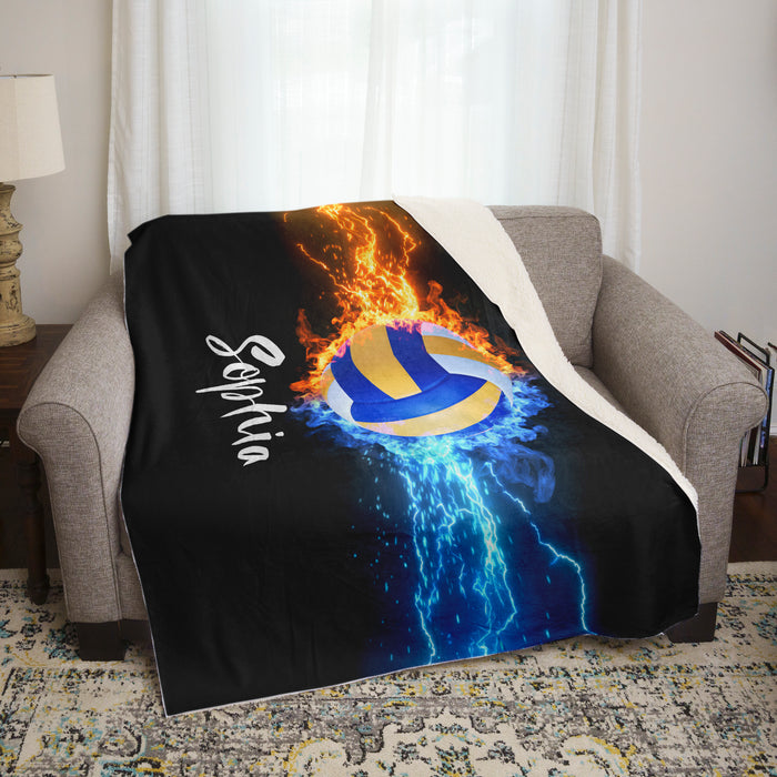 Fire And Lightning Sports Personalized Blankets