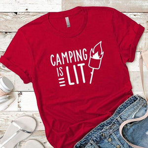 Camping Is Lit Premium Tees T-Shirts CustomCat Red X-Small 