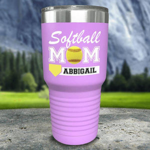 Personalized Softball Mom Color Printed Tumblers Tumbler Nocturnal Coatings 30oz Tumbler Lavender 