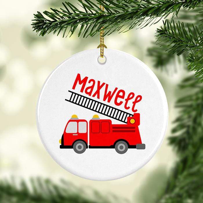 Fire Truck Personalized Ceramic Ornaments