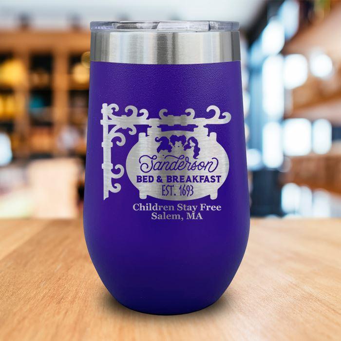 Sanderson Bed Breakfast Engraved Wine Tumbler LemonsAreBlue 16oz Wine Tumbler Purple 