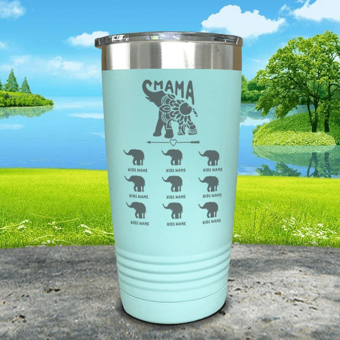 Elephant Mama (CUSTOM) With Child's Name Engraved Tumblers Tumbler ZLAZER 20oz Tumbler Mint 