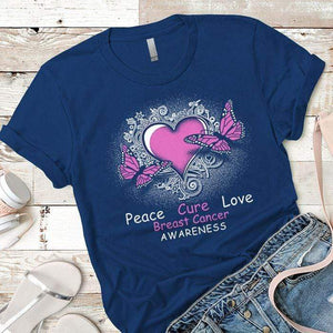 Peace Cure Love Breast Cancer Premium Tees T-Shirts CustomCat Royal X-Small 