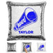 Cheerleader Personalized Magic Sequin Pillow Pillow GLAM Silver Dark Blue 