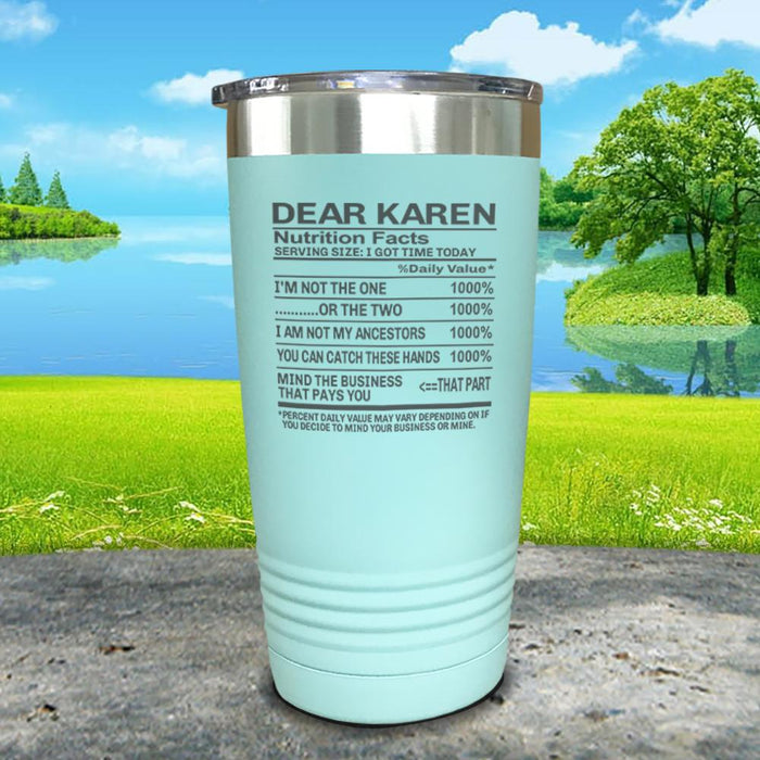 Dear Karen Nutrition Facts Engraved Tumbler