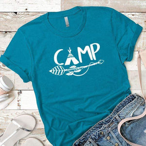 Camp Premium Tees T-Shirts CustomCat Turquoise X-Small 