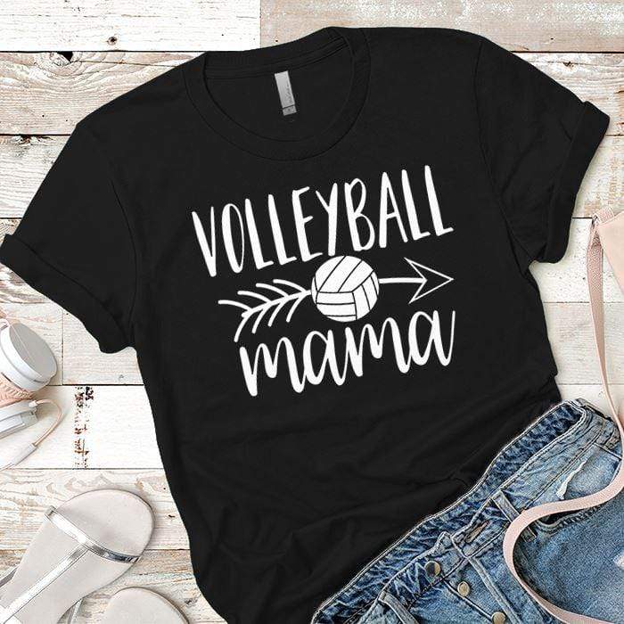 Volleyball Mama Premium Tees T-Shirts CustomCat Black X-Small 